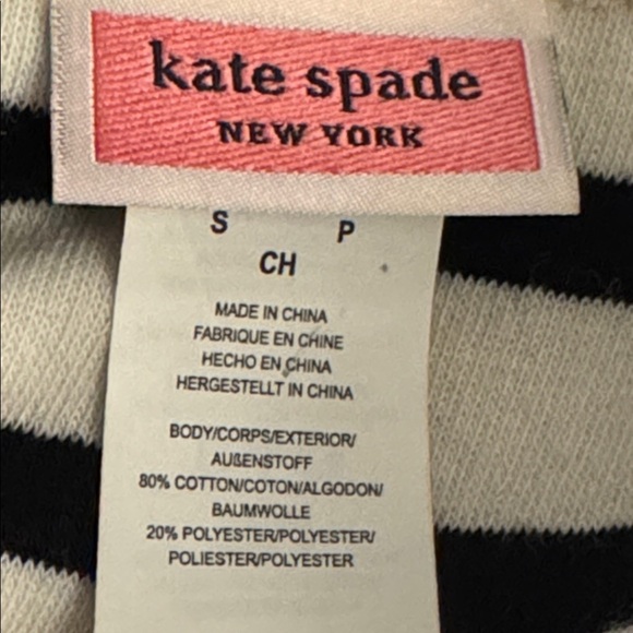 KATE SPADE Breton Stripe Cover-up Romper Terry Cloth Black White S Pool Beach - Picture 7 of 8